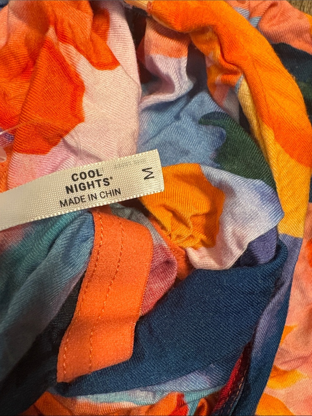 Soma Cool Nights Bright Floral Chemise Dress in Coral, Navy & Orange - Picture 3 of 4